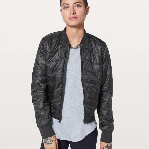 Lululemon Barry’s Flip It & Reverse It Bomber Jacket Black Full Zip Puffer - Picture 1 of 16